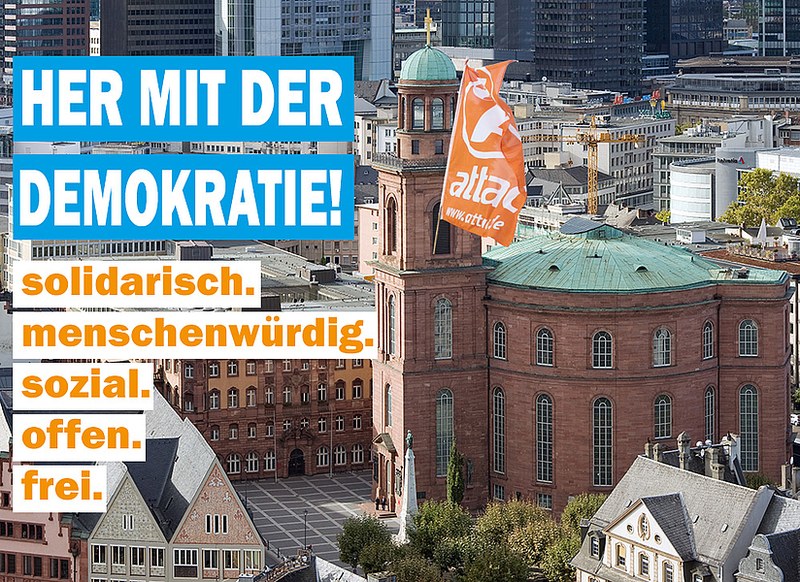 Her mit der Demokratie! Attac-Aktivisten besetzen Frankfurter Paulskirche